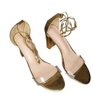 New women's high heel gold dress shoes. sz 10.5